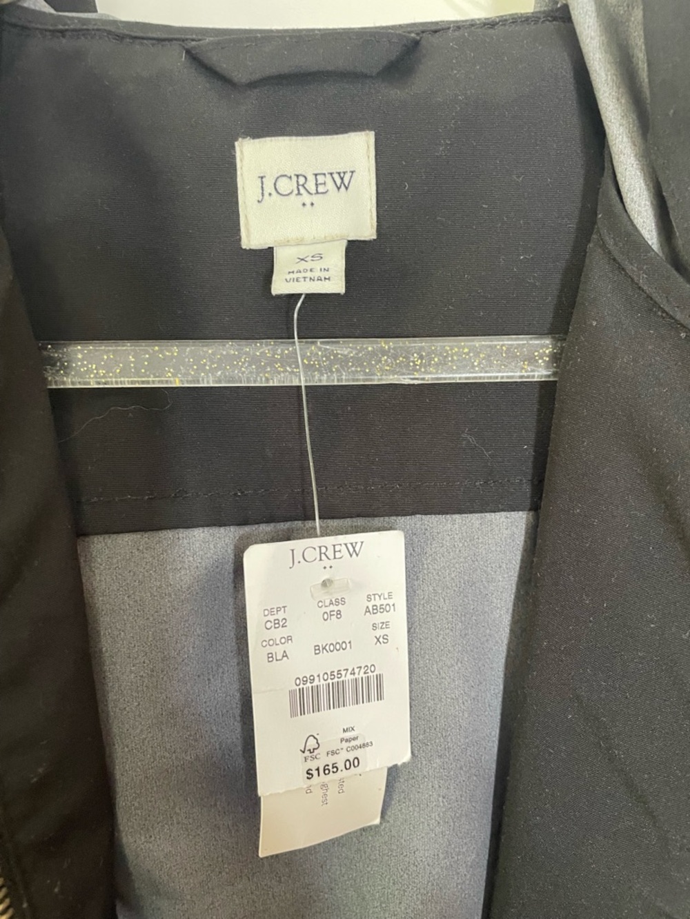J.Crew Utility Rain Field Jacket Black Hooded Full-Zip Snap Coat NEW XSmall $165 - Picture 6 of 8